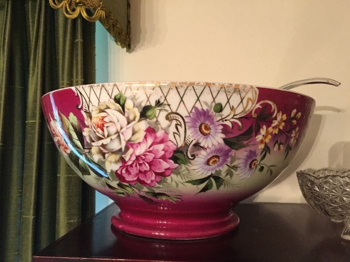 Stunning Handpainted Punch Bowl
   Numbered