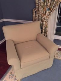 Closer view of the light green pin striped chair (we have two)