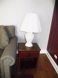 End table with pretty white lamp