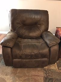 Close up of micro-suede recliner.