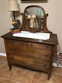 Wonderful antique dresser used for linen storage.