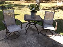 Patio table and chairs.