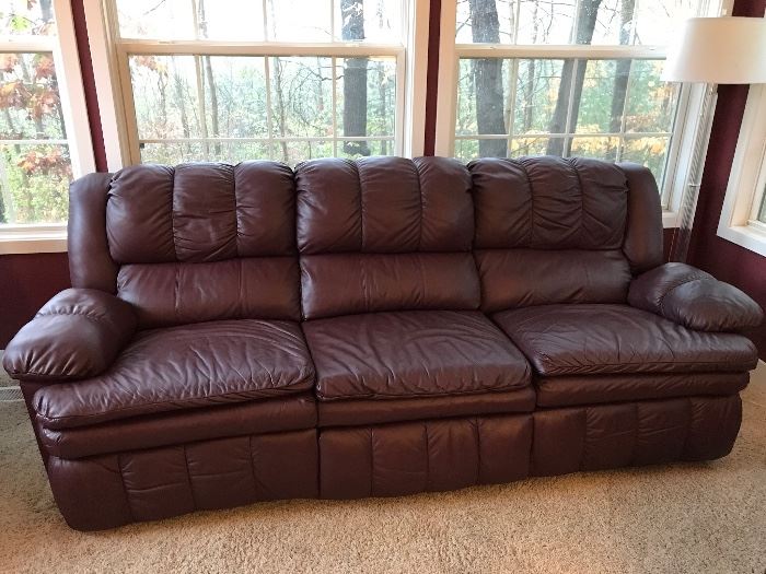 Leather Sofa with Reclining Ends
