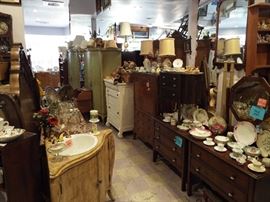 antique solid wood furniture  vintage dresser armoire desk vanity bed 30% off 