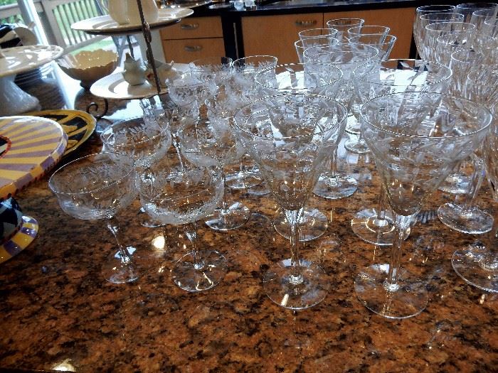 Etched and Patterned Elegant Stemware worthy of any toast.