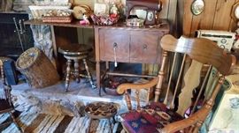 Vintage sewing machines.