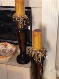 Large candles and candle holders