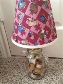 Darling lamp ready to brighten a sewing room