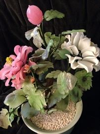 One of several stone floral arrangements