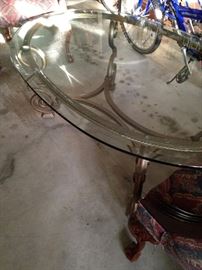 Oval glass top coffee table
