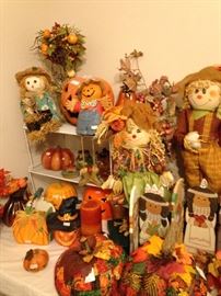 Scarecrows and pumpkins