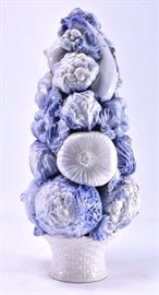 Lot 15: Blue & White Italian Ceramic Topiary