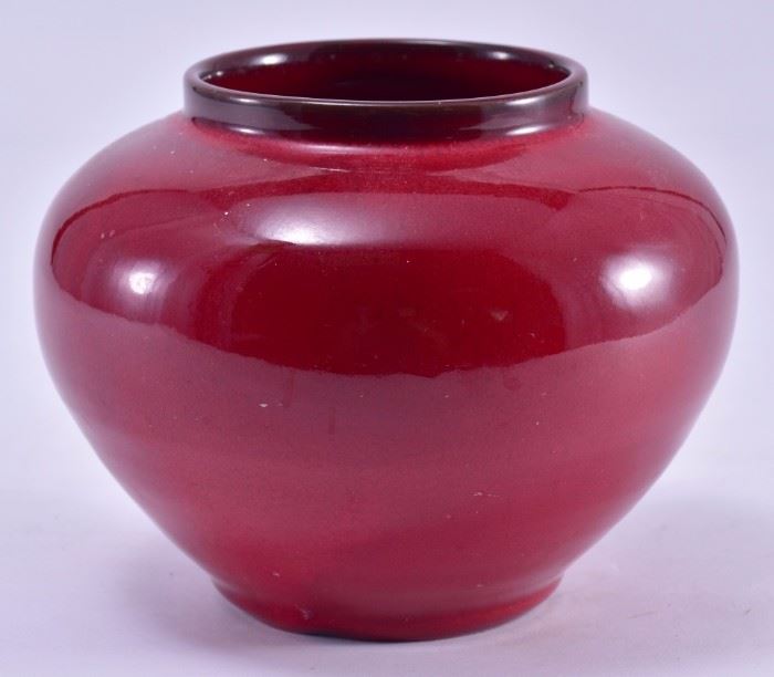 Lot 35: Ceramic Red Bulbous Art Vase