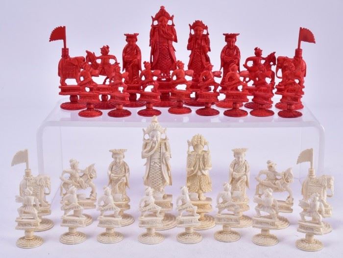 Lot 36: Oriental Carved Chess Figures