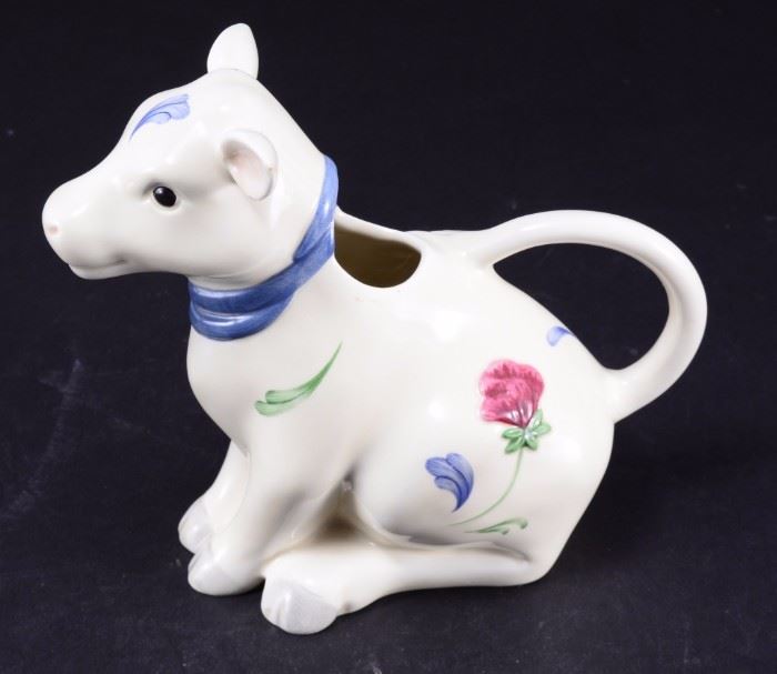 Lot 63: Lenox Poppies on Blue Seated Cow Creamer