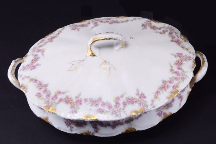 Lot 68: Imperial Limoges Oval Covered Casserole w/Roses
