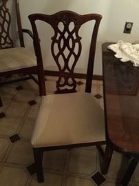 4 Mahogany chairs & 2 armed chairs with Matching footed table