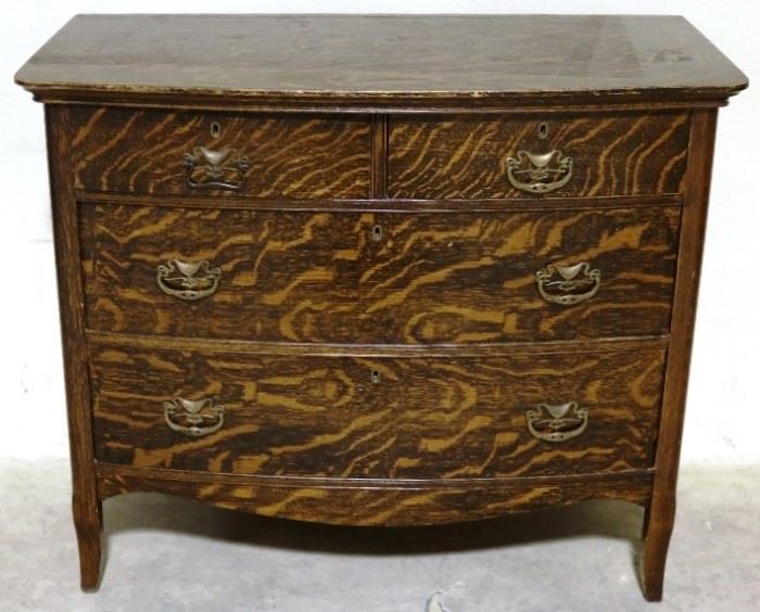 Tiger oak bow front dresser