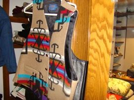 South west Pendelton vest. Plus other men's clothing. Hats. etc..