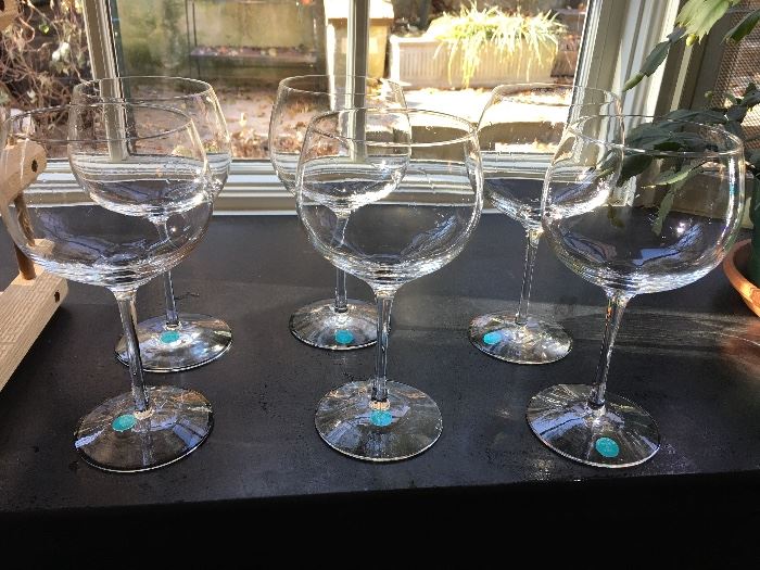 6 Tiffany wine glasses