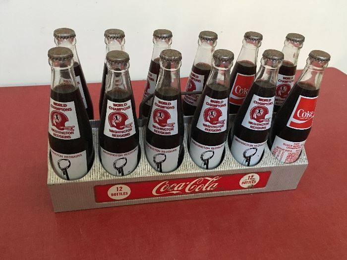 Vintage Redksins coke bottles