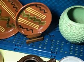 Redware with a great piece of early McCoy.