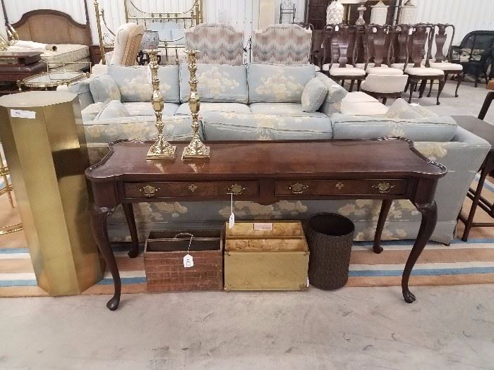 vintage Henkman burl wood sofa table