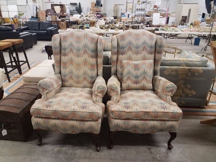 vintage wing back chairs