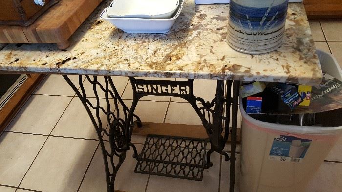 granite top antique sewing table