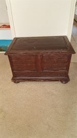 leather top antique trunk