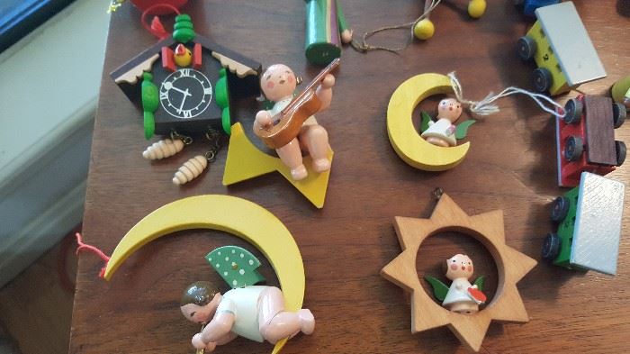vintage wooden Christmas ornaments  made in Italy, Germany