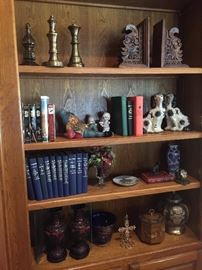 Bookends, books and decor