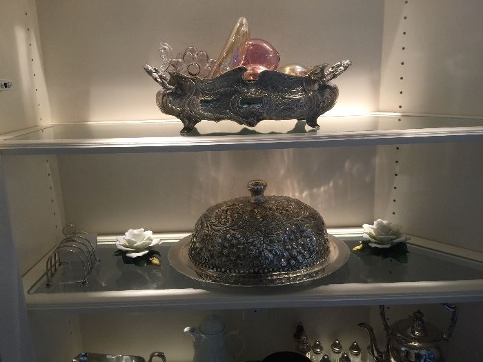 Covered dish and nice oblong silver container