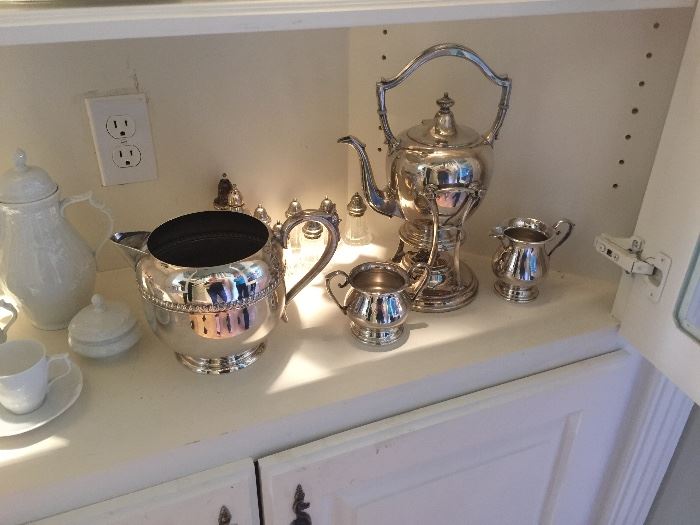Silver coffee pot and pitcher