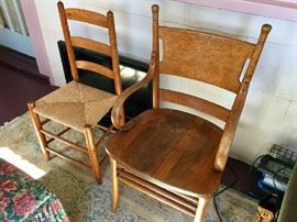 Tiger Oak & Rush Chairs