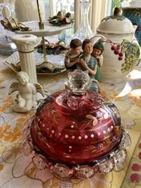 Painted Cranberry Glass