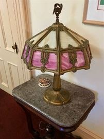 Slag-Glass Table Lamp