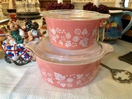 Vintage Pyrex in Pink Gooseberry Pattern!