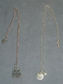 Sterling jewelry - James Avery "Hooty" owl and Chi Omega necklace