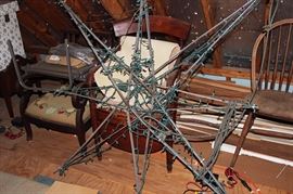 Christmas star with lights, needle point chairs, arm chair, windsor chair