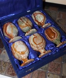 Stone goblets in box