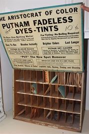 Putnam Dyes store display with original dyes