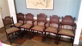 Set of 6 antique cane back chairs