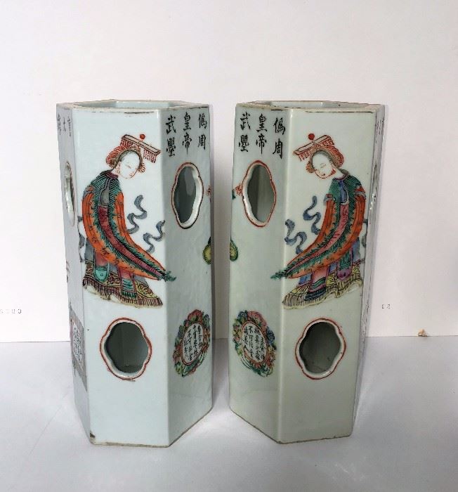 Pair of Chinese Porcelain Hat Stands