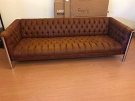 Baughman style tuffed leather couch 