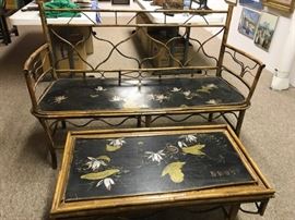 Vintage Chinese Setee ,  and table