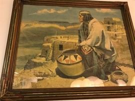 vintage plaster art deco frame and print