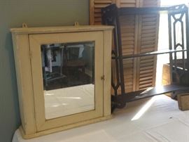 vintage medicine shelf, wooden shelf
