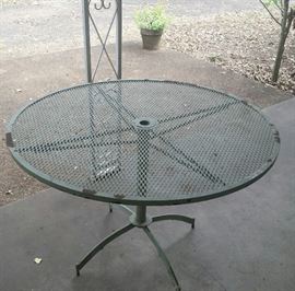 round wrought iron patio table
