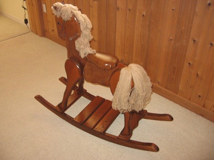 Child's wood & leather rocking horse 
$100